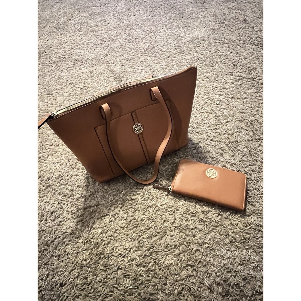 Kate Landry Leather Purse Handbag Matching Wallet Medium Brown Very Good Cond!